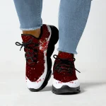 Women's Christmas-Themed Athletic Sneakers - Festive Red and White Design, Lightweight and Breathable, Perfect for Holiday Celebrations and Casual Wear - Image 3