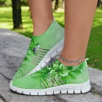 Floral Print Flyknit Sneakers with Breathable Upper, Lightweight Sole and Comfortable Fit for Casual Walks and Outdoor Activities - Image 6