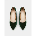 Women's Elegant Green Velvet Block Heel Pumps - Pointed Toe Dress Shoes for Office, Parties, and Formal Events - Image 6