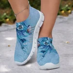 Floral Print Flyknit Sneakers with Breathable Upper, Lightweight Sole and Comfortable Fit for Casual Walks and Outdoor Activities - Image 4