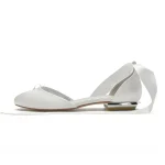 Women's Green Satin Ballet Flats with Long Ribbon Ties, Elegant and Comfortable Shoes for Weddings and Special Occasions - Image 4