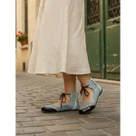 Women's Vintage Lace-Up Flat Shoes – Retro Hollow-Out Suede Casual Ballet Flats for Daily Wear - Image 3