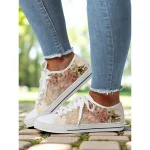 Women's Lace - Up Canvas Sneakers with Floral Print – Casual & Youthful Style for Teenagers and Young Women in School, Street Outings & Casual Gatherings - Image 8