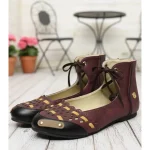 Women's Vintage Lace-Up Flat Shoes – Retro Hollow-Out Suede Casual Ballet Flats for Daily Wear - Image 6