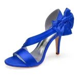 Women's Burgundy Satin High Heels – Elegant Open-Toe Cocktail Sandals with Crisscross Straps and Bow for Weddings and Parties - Image 7