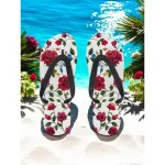 Women's Colorful Floral Flip-Flops - Vibrant Bohemian Beach Sandals for Summer Pool & Resort Wear - Image 6