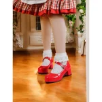 Women's Retro Patent Faux Leather Green Mary Jane Heels – Chunky Block Heel Platform Pumps for Cosplay, Parties & Vintage Fashion - Image 3