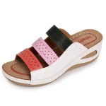 Bohemian Chic Women's Orthopedic Wedge Sandals - Vibrant Multi-Color Straps, Comfortable Arch Support, Trendy Summer Footwear - Image 6