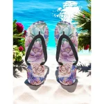 Women's Colorful Floral Flip-Flops - Vibrant Bohemian Beach Sandals for Summer Pool & Resort Wear - Image 7