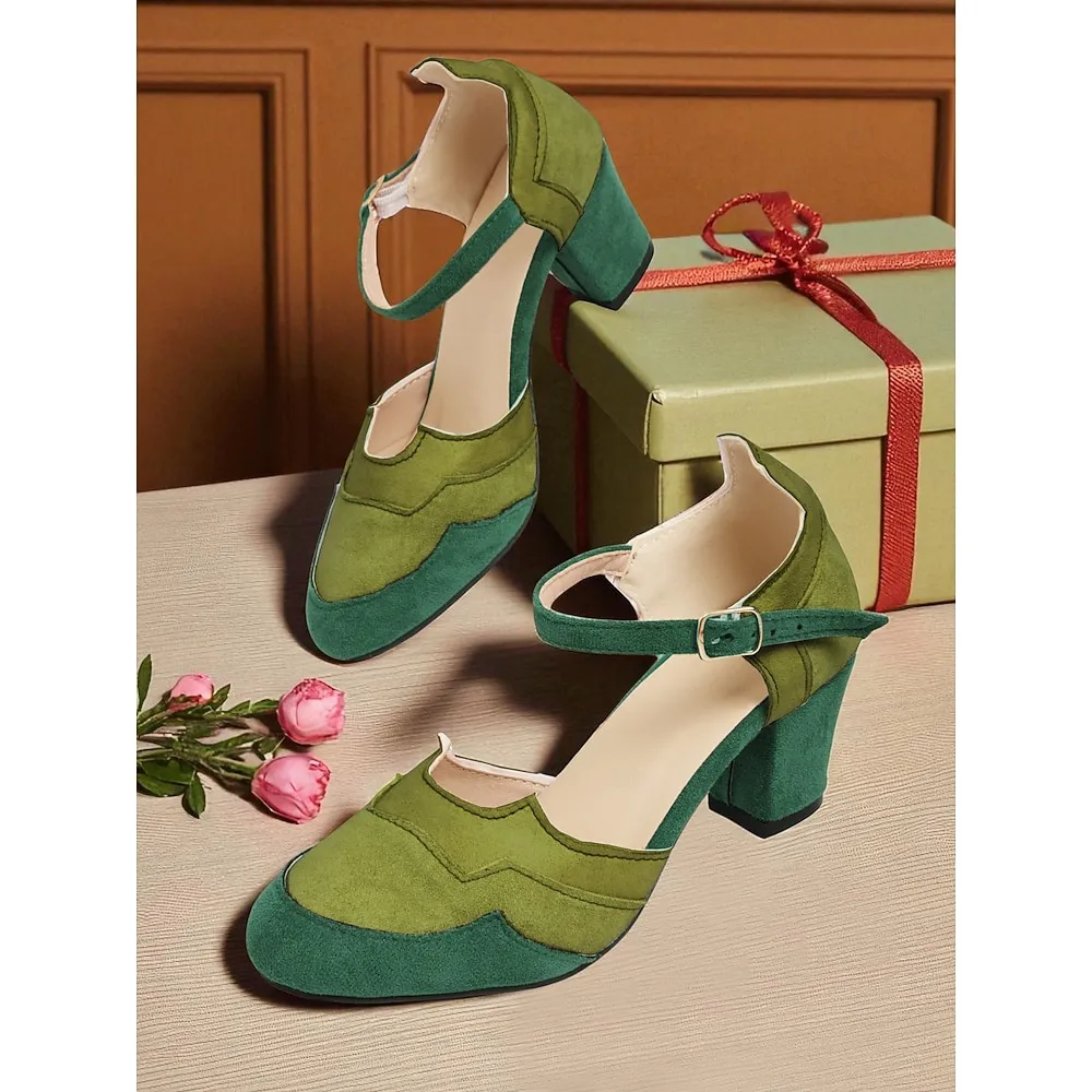 fvmpfu1756797782193.webp Women's 1920s Flapper Two-Tone Suede Mary Jane Heels – Vintage Pink and Brown Block Heel Pumps for Gatsby Parties and Retro-Themed Events - Image 1