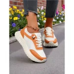 Women's Mesh Platform Sneakers with Contrast Color Panels – Breathable Sporty Walking Shoes for Errands and Travel - Image 2