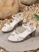 Black Strappy Low Block Heel Sandals with Knotted Detail – Casual & Elegant Summer Shoes for Women