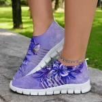 Floral Print Flyknit Sneakers with Breathable Upper, Lightweight Sole and Comfortable Fit for Casual Walks and Outdoor Activities - Image 3