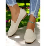 Slip-On Flyknit Shoes with Soft Knit Upper, Casual Style and Foldable Cushioned Sole for Comfortable Summer Wear and Daily Activities