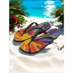 Women's Colorful Floral Flip-Flops - Vibrant Bohemian Beach Sandals for Summer Pool & Resort Wear - Image 2