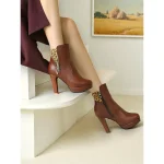 Women's Black High Heel Ankle Boots with Leopard Print Cuff and Side Zipper, Elegant Platform Booties for Parties, Nightclub & Casual Chic Outfits - Image 6