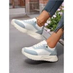 Women's Mesh Platform Sneakers with Contrast Color Panels – Breathable Sporty Walking Shoes for Errands and Travel - Image 3