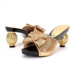 Women's Gold Rhinestone-Embellished Heels with Matching Clutch Bag – Elegant Open-Toe Sandals for Weddings & Special Occasions - Image 2