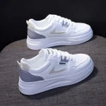 Women's Sneakers White Shoes Dad Shoes Outdoor Daily Summer Lace-up Platform Round Toe Sporty Casual Walking Faux Leather Lace-up White / Blue Gray - Image 2
