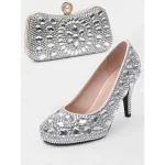Gold Crystal-Embellished Stiletto Heels with Matching Clutch – Elegant Women's Party and Evening Set and Wedding - Image 5