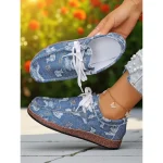 Women's Printed Lace-Up Casual Shoes – Lightweight Boat Shoes for Garden Picnics, Park Strolls and Outdoor Farm Visits - Image 3