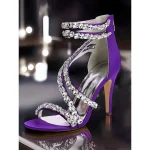 Women's White Rhinestone Strappy High Heel Sandals – Elegant Cocktail Party Wedding Shoes - Image 4