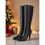 Women's Red Knee High Stiletto Heel Boots - Faux Leather Pointed Toe Party Footwear for Nightlife & Christmas Holiday Celebrations - Image 7