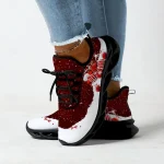 Women's Christmas-Themed Athletic Sneakers - Festive Red and White Design, Lightweight and Breathable, Perfect for Holiday Celebrations and Casual Wear - Image 2
