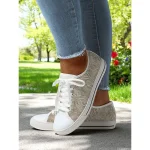 Women's Lace - Up Canvas Sneakers with Floral Print – Casual & Youthful Style for Teenagers and Young Women in School, Street Outings & Casual Gatherings - Image 4