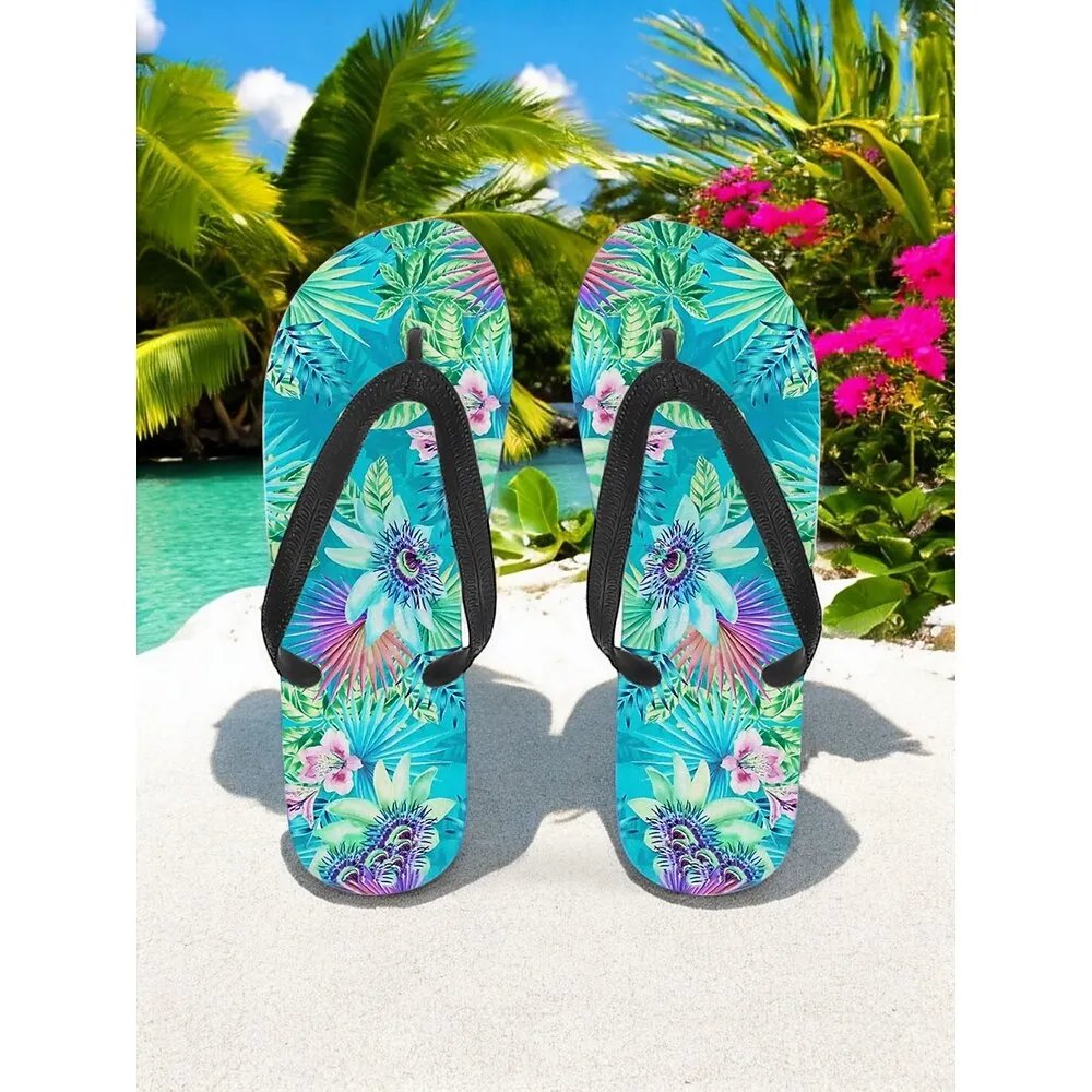 mgoppr1742269969143.webp Women's Colorful Floral Flip-Flops - Vibrant Bohemian Beach Sandals for Summer Pool & Resort Wear - Image 1