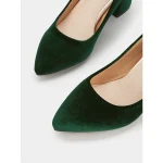 Women's Elegant Green Velvet Block Heel Pumps - Pointed Toe Dress Shoes for Office, Parties, and Formal Events - Image 5