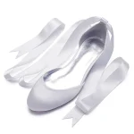 Women's Green Satin Ballet Flats with Long Ribbon Ties, Elegant and Comfortable Shoes for Weddings and Special Occasions - Image 5