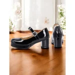 Women's Retro Patent Faux Leather Green Mary Jane Heels – Chunky Block Heel Platform Pumps for Cosplay, Parties & Vintage Fashion - Image 7