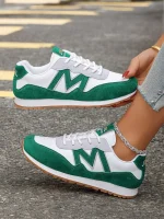 Women's Royal Blue Retro Lace-Up Sneakers with Faux Suede Accents – Lightweight Casual Shoes for Everyday Wear and Outdoor Activities - Image 6