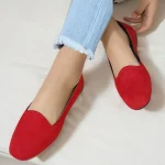 Women's Flats Ballerina Plus Size Soft Shoes Walking Solid Color Flat Heel Round Toe Casual Comfort Minimalism PU Wine Black Red - Image 8