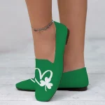 Women's Comfortable Green Slip-On Flats with Clover Heart Printed Design Perfect for Celebrate St. Patrick's Day - Image 4