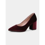 Women's Elegant Green Velvet Block Heel Pumps - Pointed Toe Dress Shoes for Office, Parties, and Formal Events - Image 7