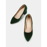 Women's Elegant Green Velvet Block Heel Pumps - Pointed Toe Dress Shoes for Office, Parties, and Formal Events - Image 4