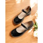 Women's Retro Patent Faux Leather Green Mary Jane Heels – Chunky Block Heel Platform Pumps for Cosplay, Parties & Vintage Fashion - Image 6