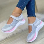 Women's Breathable Mesh Mary Jane Sneakers with Velcro Strap – Lightweight Casual Walking Shoes - Image 4