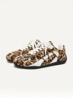 Women's Leopard Print Lace-Up Sneakers, Lightweight Casual Fashion Trainers for Streetwear, Travel & Everyday Outfits - Image 3