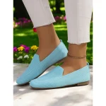 Slip-On Flyknit Shoes with Soft Knit Upper, Casual Style and Foldable Cushioned Sole for Comfortable Summer Wear and Daily Activities - Image 3