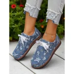 Women's Printed Lace-Up Casual Shoes – Lightweight Boat Shoes for Garden Picnics, Park Strolls and Outdoor Farm Visits - Image 2