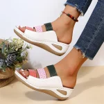 Bohemian Chic Women's Orthopedic Wedge Sandals - Vibrant Multi-Color Straps, Comfortable Arch Support, Trendy Summer Footwear - Image 5