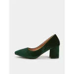 Women's Elegant Green Velvet Block Heel Pumps - Pointed Toe Dress Shoes for Office, Parties, and Formal Events - Image 3