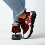 Women's Christmas-Themed Athletic Sneakers - Festive Red and White Design, Lightweight and Breathable, Perfect for Holiday Celebrations and Casual Wear - Image 4