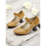 Women's 1930s Vintage Style Mary Jane Pumps with Cutout Design and Mid-Heel, Comfortable Dress Shoes for Office and Formal Events - Image 3