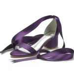 Women's Satin Block Heel Sandals with Ribbon Ankle Straps – Elegant Bridal Wedding Shoes for Formal Occasions - Image 8