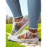 Women's Lace - Up Canvas Sneakers with Floral Print – Casual & Youthful Style for Teenagers and Young Women in School, Street Outings & Casual Gatherings - Image 5