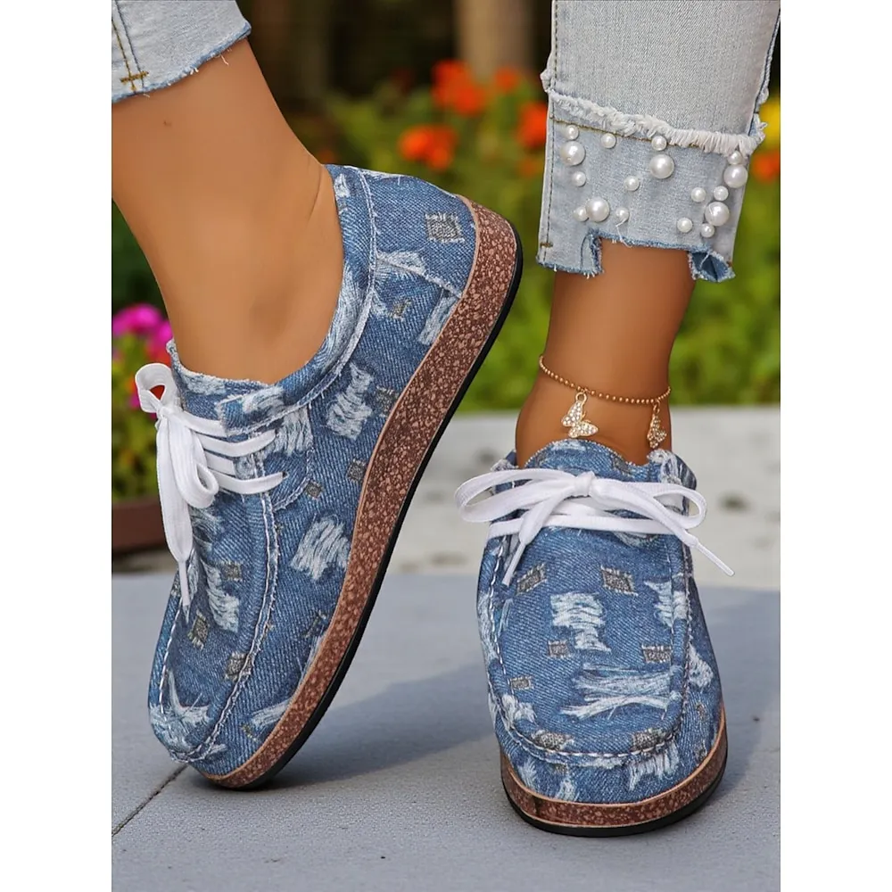 wfhcxx1753440047626-1.webp Women's Printed Lace-Up Casual Shoes – Lightweight Boat Shoes for Garden Picnics, Park Strolls and Outdoor Farm Visits - Image 1